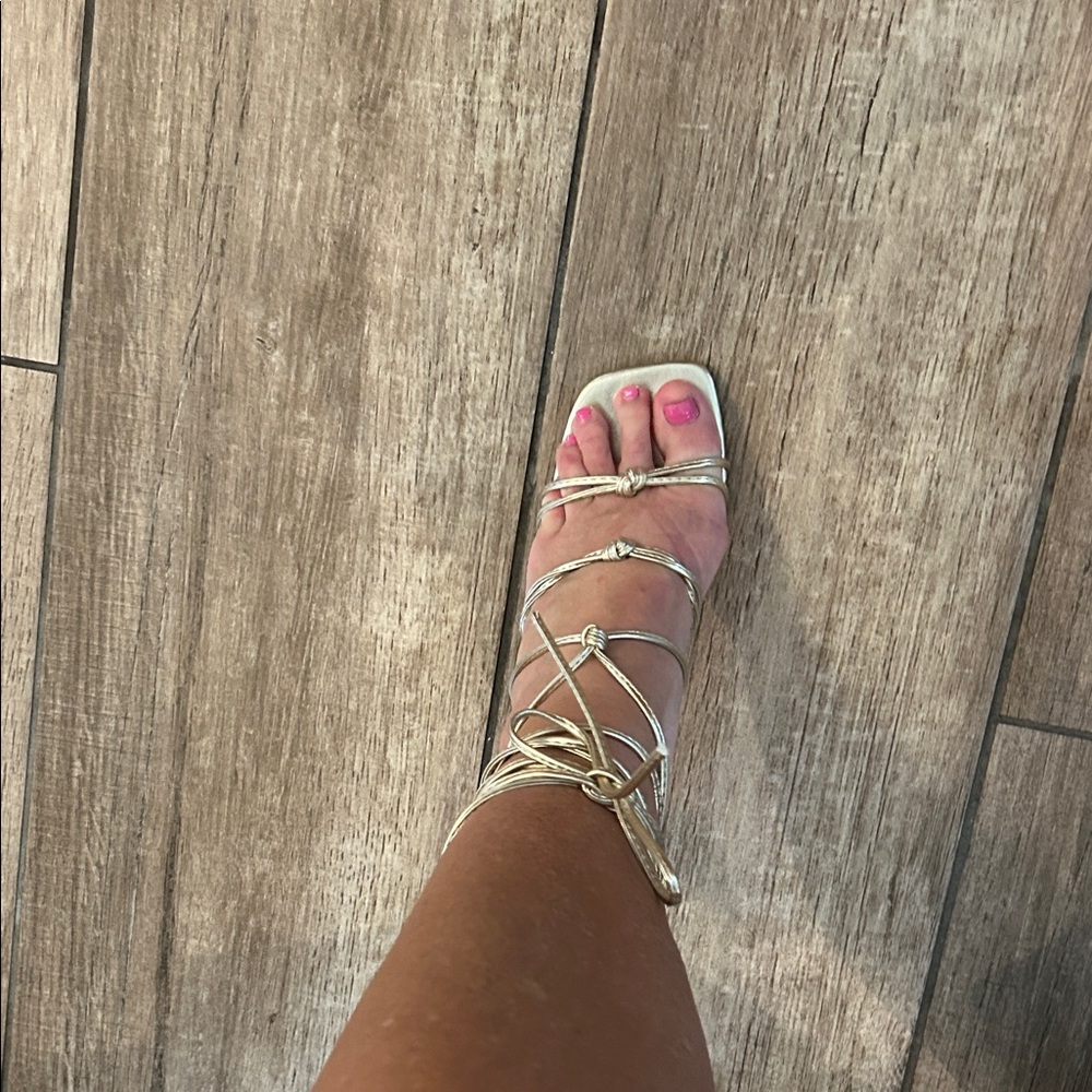 Allegra K Gold Strappy Sandals